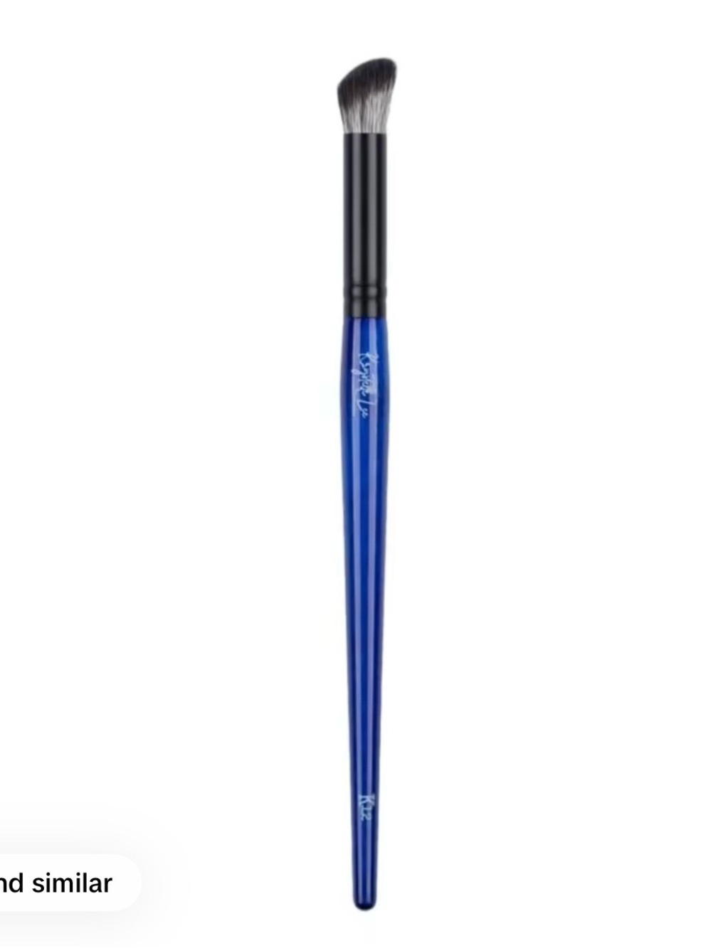 Lee Blue Angled Eye Brush with Black Ferrule and Gray-Tipped Bristles